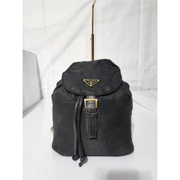 Authentic Prada Vintage Vela Drawstring Backpack Black - Picture 11 of 11